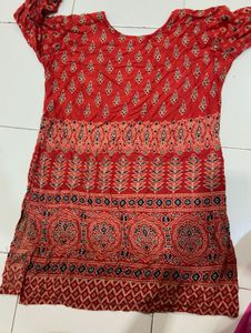 Red Printed Kurta