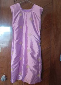 Lavender Embroidered Satin Kurta