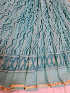 Elegant Blue Printed Saree