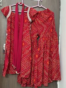 Heavy New Red Bandhani Sharara Suit Set