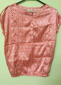 Metallic Pink And White Top