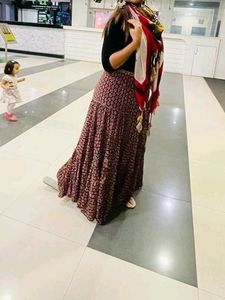 Very Long Full Flared Casual Skirt