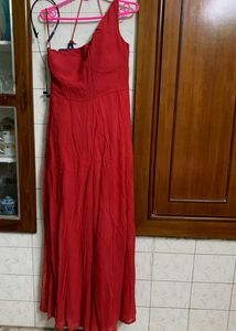 Red Colur One Shoulder Jumpsuit Dress With Sequence Work On The Sides