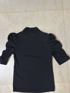 Chic Black Puff Sleeve Top