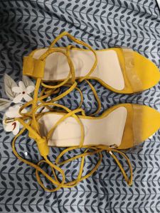 Yellow Lace-Up Flats