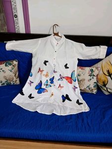 Butterfly Print High-Low Tunic