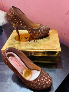 Crystal Golden Star Heels New With Box
