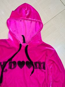 Hot Pink Velvet Y2K Hoodie