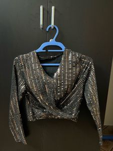 Sparkly Black Crop Top