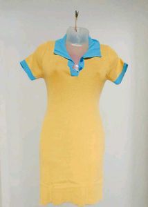 Yellow Knit Polo Dress