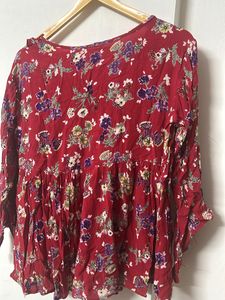 Floral Print Ruffle Blouse