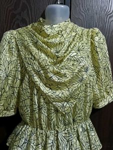 Vintage Leaf Print Dress And Net Dres