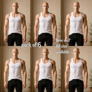 Men's New White Vest  - 6 Pack