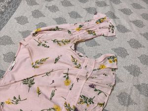 Only Brand Women Pink Floral Elastic Peplum Top