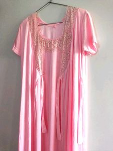 Elegant Pink Nightgown with robe