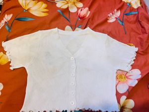 Cute White Button-Up Top