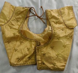 Embroidery Handwork  Peacock Design Half Sleeve Readymade Blouse