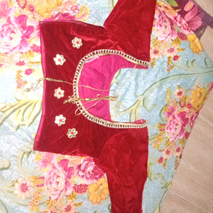 maroon valvat lehanga with full sleeves blouse work full lehanga n blouse too with golden latkan
