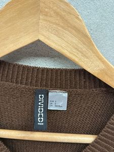 Brown Knit Cropped Pullover