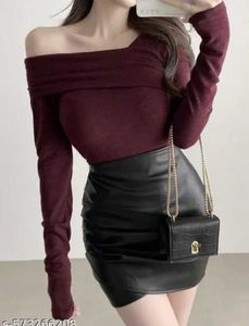 Burgundy Off-Shoulder Top
