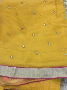 Yellow Chiffon Sarees With Studd Work