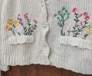 Floral Embroidered Knit Cardigan