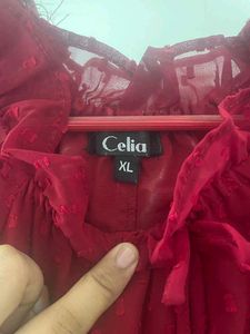 Party Wear Dark Red Dress
