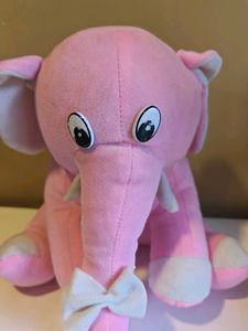Pink Elephant Plush Toy with Bow