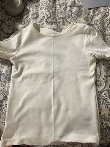 White Ribbed Fitted Top