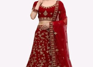 red lehenga