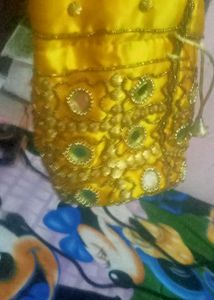 Yellow Beaded Pouch