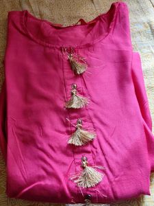 Pink Kurta with Tassels
