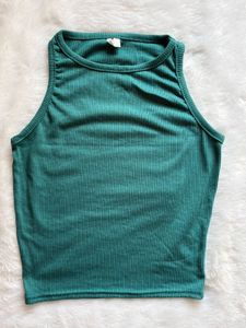 Green Ribbed Tank Top
