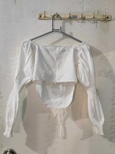 White Corset Peasant Top