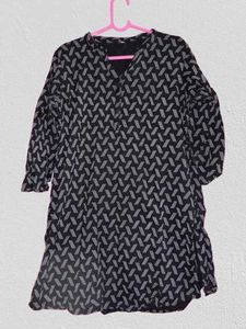 Black Geometric Print Tunic Kurti
