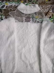 Fluffy White Turtleneck Sweater