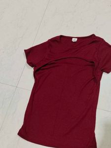 Burgundy Ribbed T-Shirt