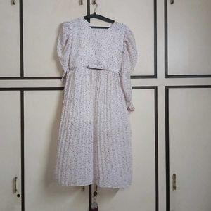 Floral Midi Dress with Belt Design