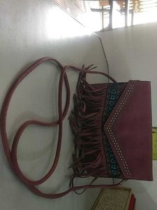 Fringe &amp; Studded Crossbody Bag