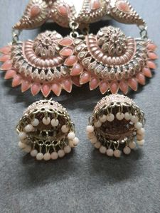 Pink Jhumka Earrings