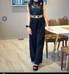 MISS CHASE BLACK SEQUENCE HALTER NECK JUMPSUIT