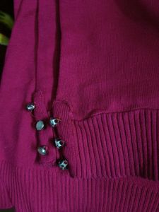 Magenta Winter Wear Warm Cardigan