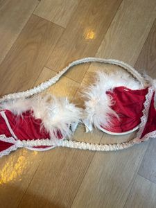 Red &amp; White Fur Bra