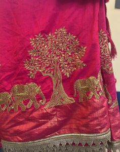 Pink Colur , Thread With Golden , Cotton SILk