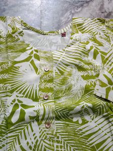 Green Leaf Print Kurta Set