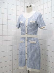 Chic Blue Tweed Mini Dress