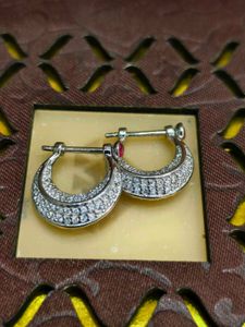 Ruby and Diamond Hoop Earrings 925 Sterling Silver