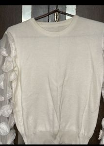 Ruffle Net Sleeves Top