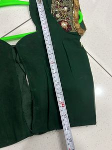 Green Saree with Embellished Blouse