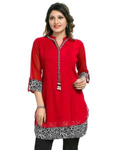 Red & Blue Detailed Kurti